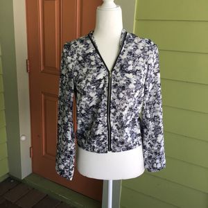 H&M Black,White and Gray Zippered Bomber, size 4